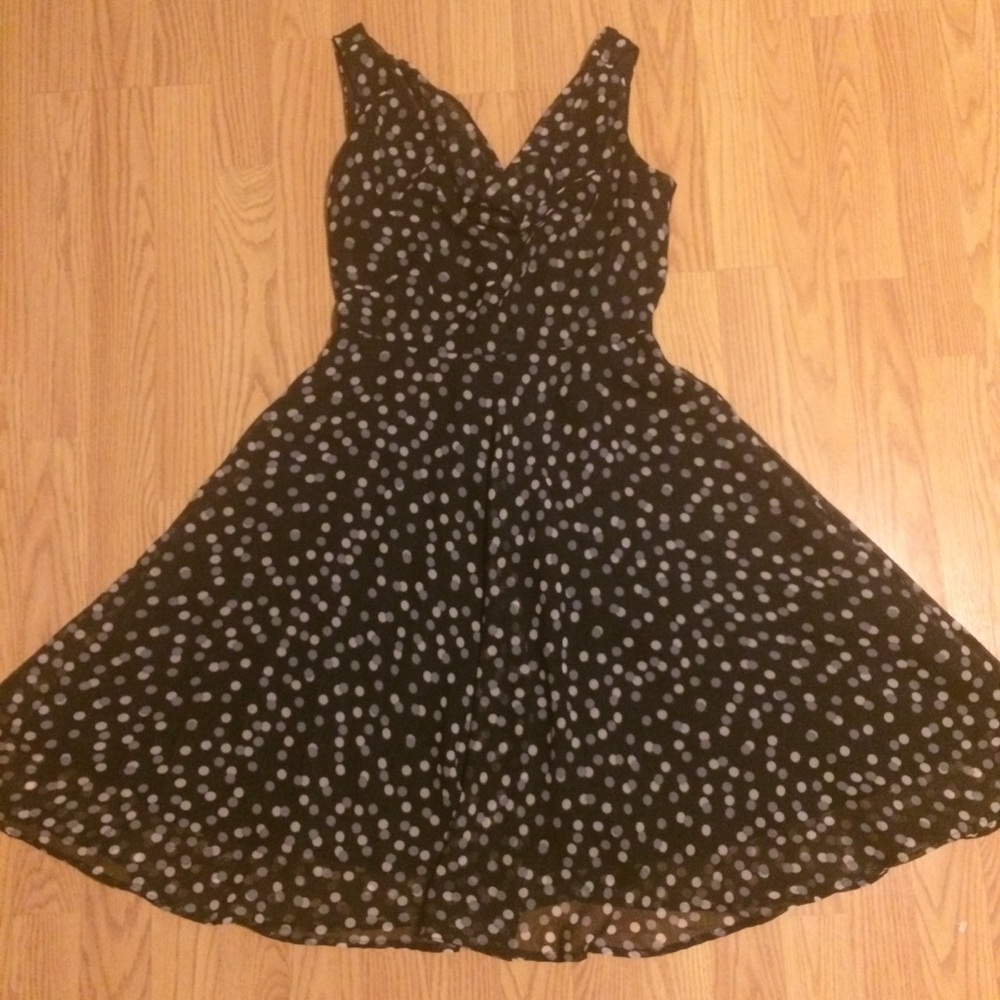 Host Pick! Black sleeveless polkadot dress size 4P